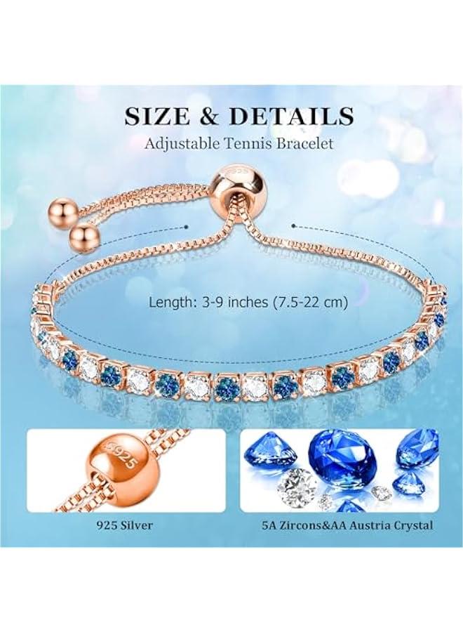 Silver Bracelet, S925 Tennis Bracelet with Sparkling 5A Cubic Zirconia Silver Bracelets for Women Adjustable Bracelet for Women Bracelets Womens Bracelet Women Gifts for Women Mom - Image 2