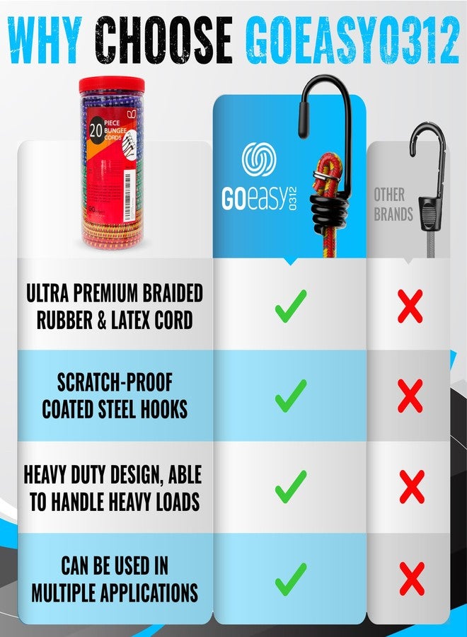 GOEASY0312 Premium Bungee Cords Heavy Duty - 17 Piece Bungee Cords with Hooks in A Storage Jar Includes 10", 18", 24", 30", 36", 48" Bungie Cord & Cargo Net Bundle - Image 5