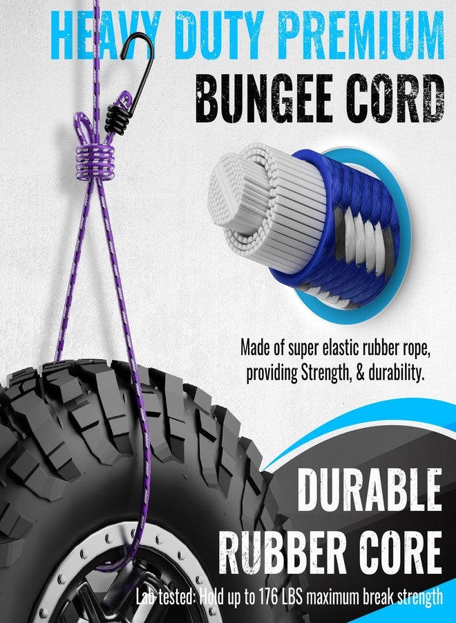 GOEASY0312 Premium Bungee Cords Heavy Duty - 17 Piece Bungee Cords with Hooks in A Storage Jar Includes 10", 18", 24", 30", 36", 48" Bungie Cord & Cargo Net Bundle - Image 3