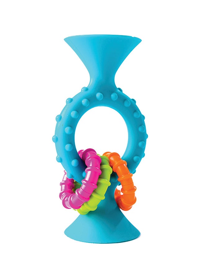 Fat Brain Toys Fat Brain Toys Pipsquigz Loops – Teal, Vibrant Silicone Suction Cup Toy for Babies, Sensory Exploration, Fine Motor Skills Development, Rattling Sounds, and Soothing Gum Relief - Image 1