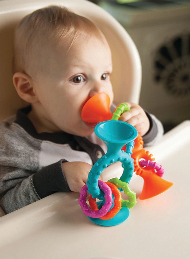 Fat Brain Toys Fat Brain Toys Pipsquigz Loops – Teal, Vibrant Silicone Suction Cup Toy for Babies, Sensory Exploration, Fine Motor Skills Development, Rattling Sounds, and Soothing Gum Relief - Image 2