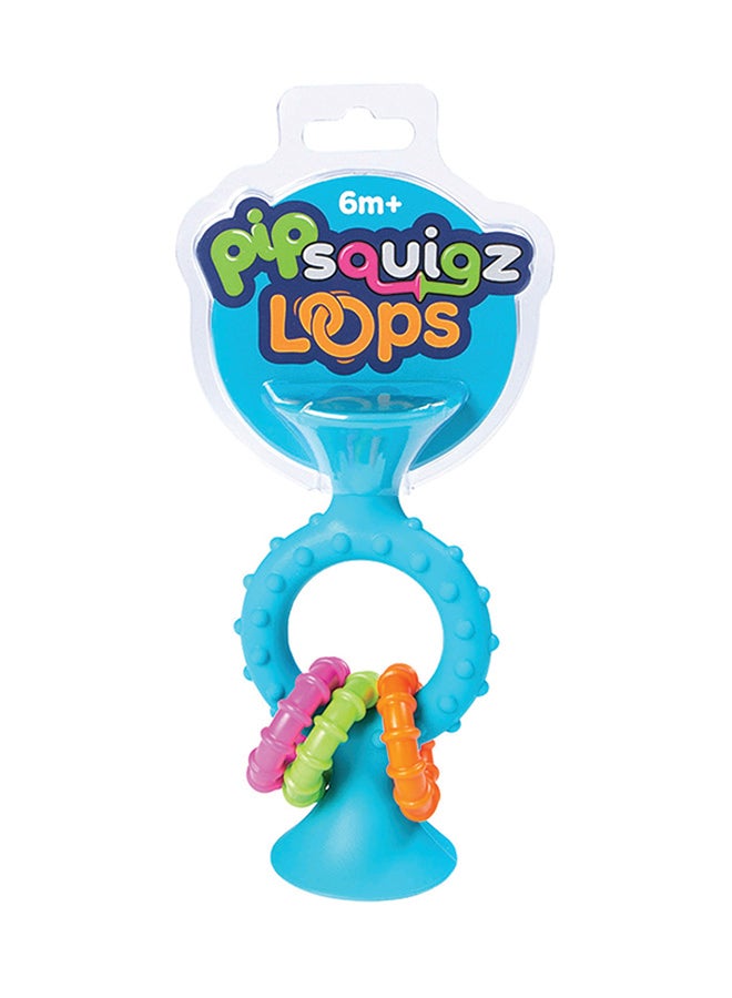 Fat Brain Toys Fat Brain Toys Pipsquigz Loops – Teal, Vibrant Silicone Suction Cup Toy for Babies, Sensory Exploration, Fine Motor Skills Development, Rattling Sounds, and Soothing Gum Relief - Image 4
