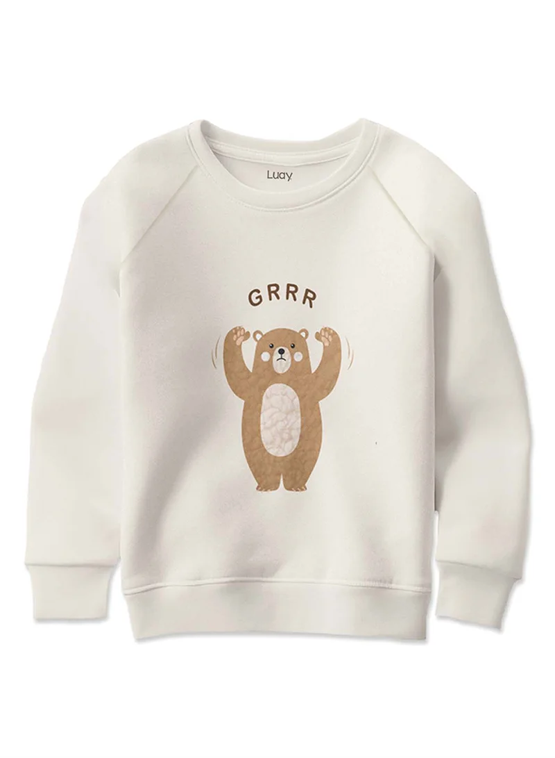 لؤي سويت شيرت LUAY للجنسين مصنوع من قماش الخيزران فائق النعومة بنسبة 100% مع طباعة البيرة - أبيض فاتح