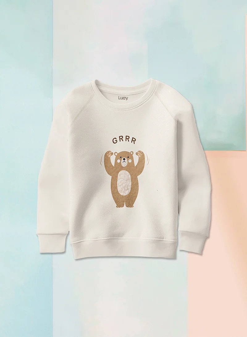 لؤي سويت شيرت LUAY للجنسين مصنوع من قماش الخيزران فائق النعومة بنسبة 100% مع طباعة البيرة - أبيض فاتح