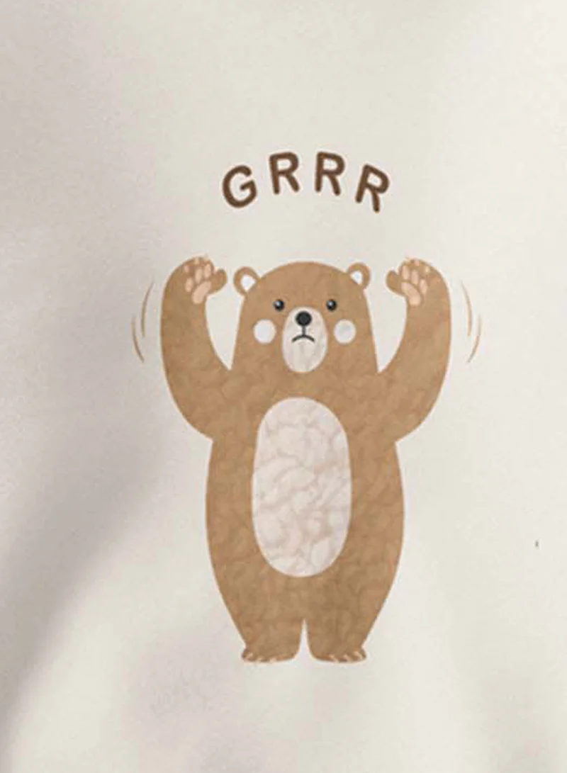 Luay Off white LUAY Unisex Bamboo Ultra-Soft Sweatshirt with Bear Print for Kids & Babies | Breathable Long Sleeve Pullover  | Best Price UAE