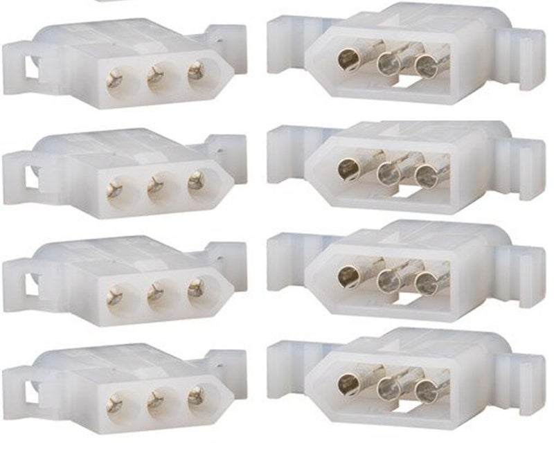 Molex Connector Lot, 4 Matched Sets, (3-Circuits) w/18-24 AWG .062" Pins, Mounting Ears ( - Image 4