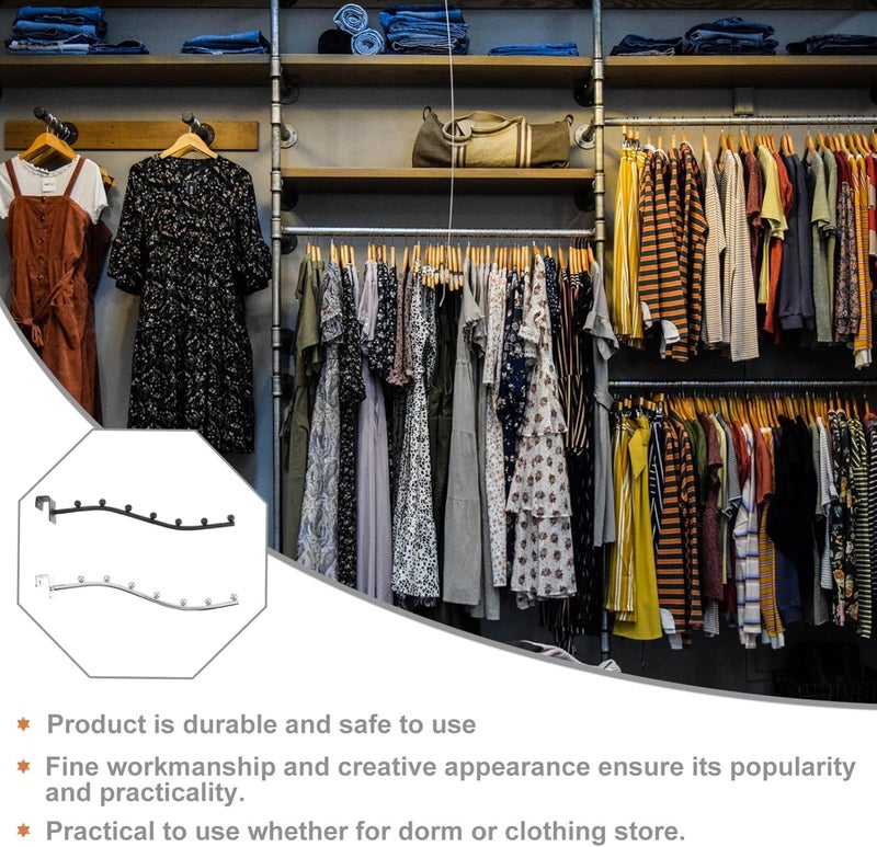klarako 2pcs Clothes Hook Clothing and Closet Rod Wall Mounted Shelves Metal Hangers Heavy Duty Coat Hook pegboard Hooks Metal Hooks Hangers for Clothing Store Stainless Steel Hanger Rack - Image 5