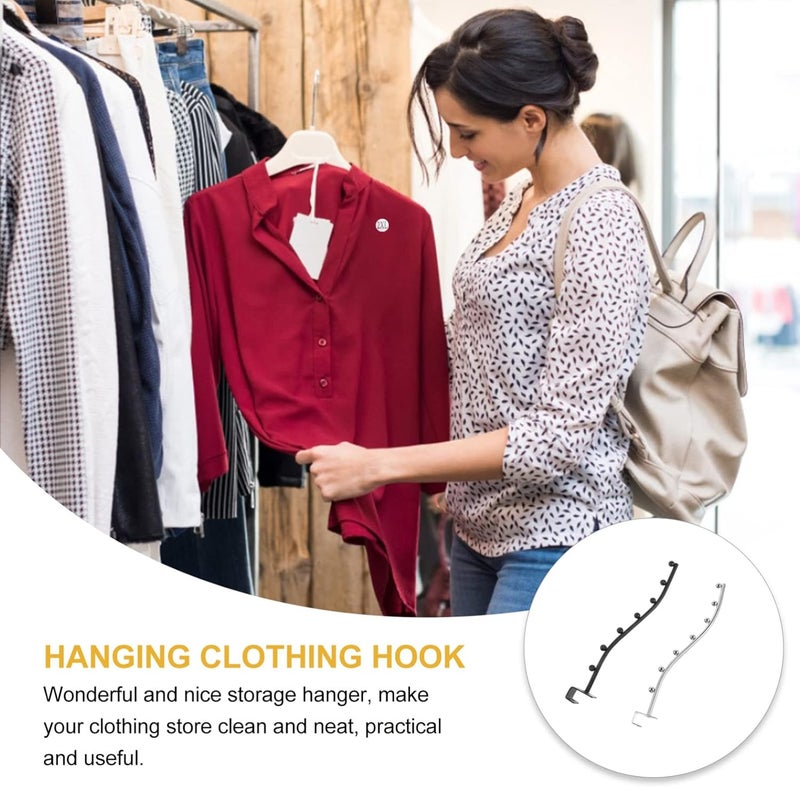 klarako 2pcs Clothes Hook Clothing and Closet Rod Wall Mounted Shelves Metal Hangers Heavy Duty Coat Hook pegboard Hooks Metal Hooks Hangers for Clothing Store Stainless Steel Hanger Rack - Image 2