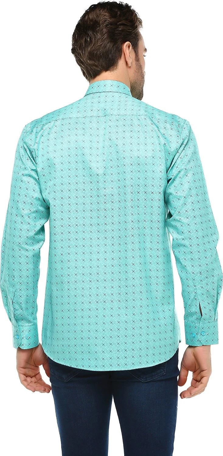 Varetta Men's Green Cotton Long Sleeve Shirt with Pocket