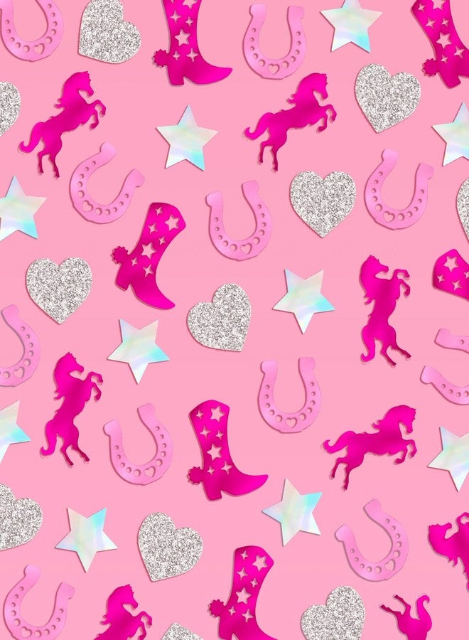 xo, Fetti Pink Pony Club Confetti - 200 pcs | Cowgirl Tablescape, Silver Glitter Bachelorette, Western Table Decor, Birthday Decorations, Cute Party Supplies - Image 2