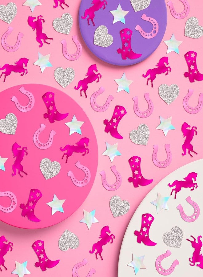 xo, Fetti Pink Pony Club Confetti - 200 pcs | Cowgirl Tablescape, Silver Glitter Bachelorette, Western Table Decor, Birthday Decorations, Cute Party Supplies - Image 4