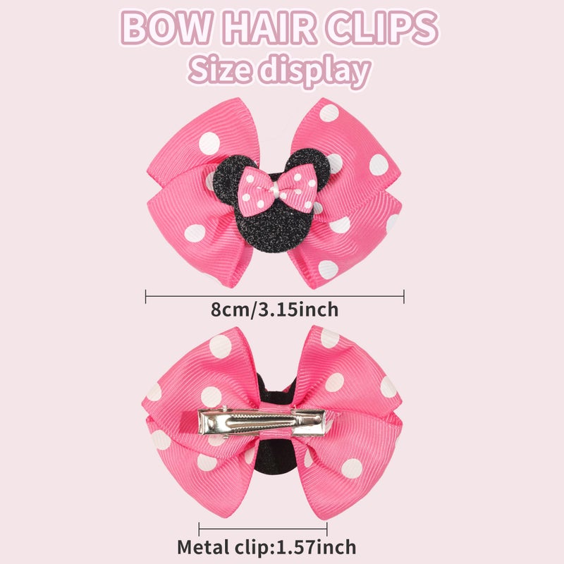 Ayesha Mouse Ears Hair Clips, 3 Inch Grosgrain Ribbon Mouse Bow Hair Clips for Girls, Hair Accessories for Baby Girls, Toddler Kids, Costume Birthday Party - Image 5