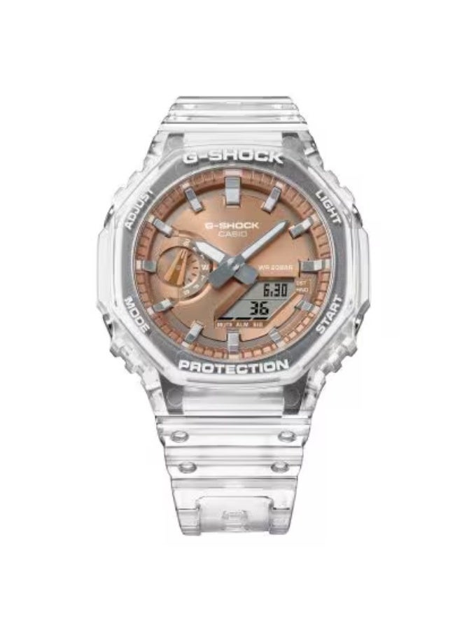 G-SHOCK Casio G-SHOCK GA-2100BM-7A5 Men’s Analog-Digital Watch, Rose Gold Dial, Transparent Resin Band, Carbon Core Guard, Shock Resistant, 200M Water Resistant, Octagonal Bezel - Image 1