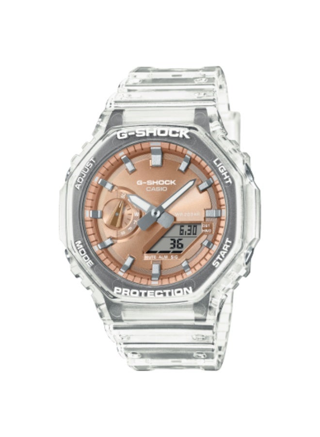 G-SHOCK Casio G-SHOCK GA-2100BM-7A5 Men’s Analog-Digital Watch, Rose Gold Dial, Transparent Resin Band, Carbon Core Guard, Shock Resistant, 200M Water Resistant, Octagonal Bezel - Image 2