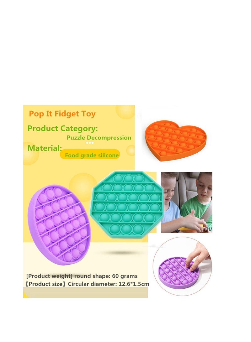 Y&D Push Pop Bubble Sensory Fidget Toy Autism Special Needs Stress Reliever - Great for The Old and Young (Heart, 3 Colors) Silicone Pressure Relieving - Image 2