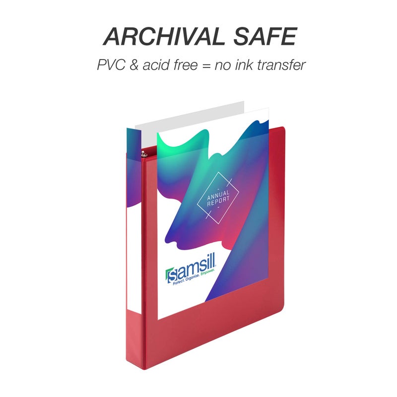 Samsill Durable 1 Inch Binder, Made in The USA, Round Ring Customizable Clear View Binder, Red, 8 Pack (MP88433) - Image 5