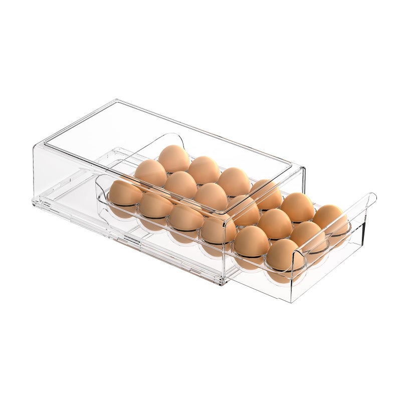 Ettori BPA Free Refrigerator Organizer Bins, Stackable Egg Holder, 18 Egg Tray - Image 1