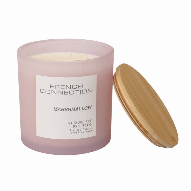 French Connection شمعة جرة معطرة كبيرة، فراولة بروسيكو - 1.5 كجم، شمع زبدة الشيا، 4 فتائل مع غطاء خشبي | وقت الاحتراق - 91 ساعة | مجموعة باستيل | مثالية للهدايا، ديكور المنزل، الحفلات وعطر الغرف | مثالية لديكور غرفة المعيشة والمكتب - Image 3