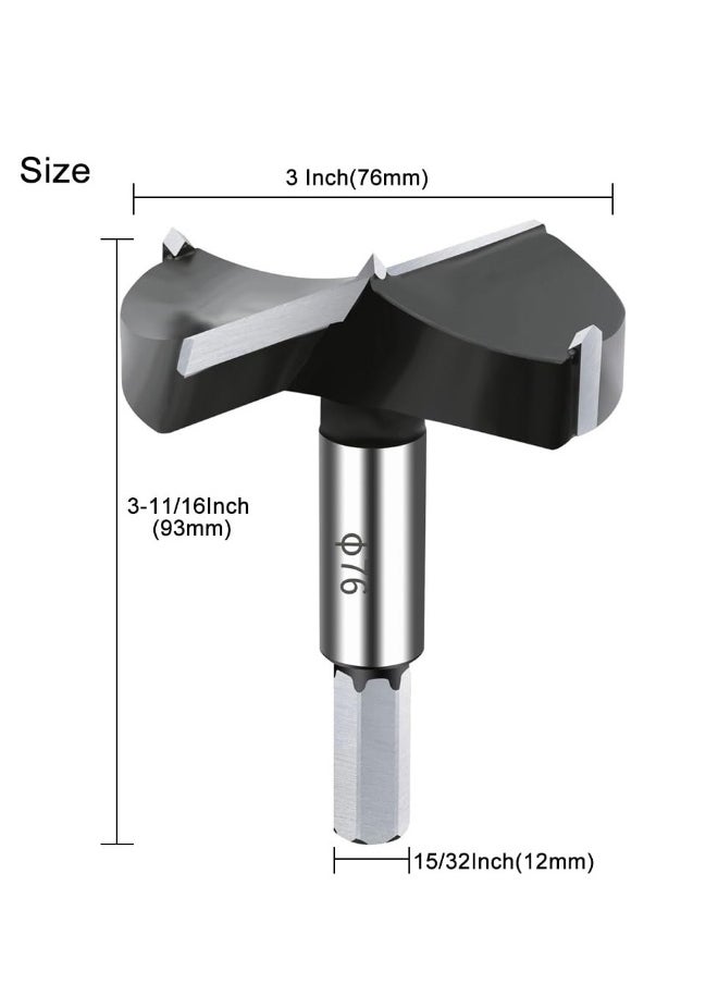 Generic - Carbide Forstner Drill Bit, 3Inch Carbide Tipped Forstner Drill Bit, Wood Drilling bit Set Woodworking Hinge Cutter Tool Kits for Wood Plastic Plywood - Image 1