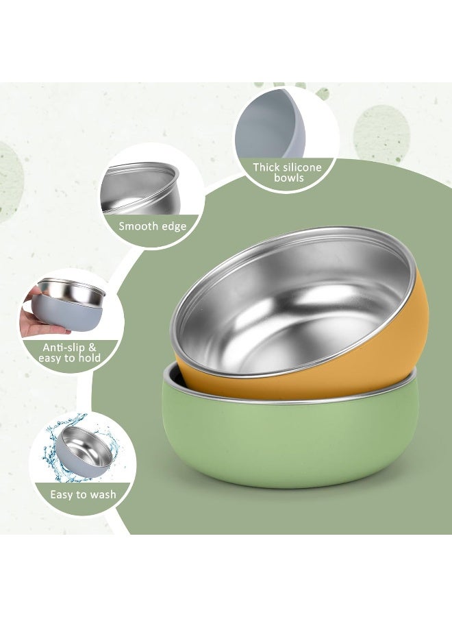 ShineMe Baby Bowls 2 Pack, Stainless Steel Bowls for Kids with Detachable Thick Colored Silicone Shell, Unbreakable Toddler Bowls for Soup, Cereal, Snack... - Image 4