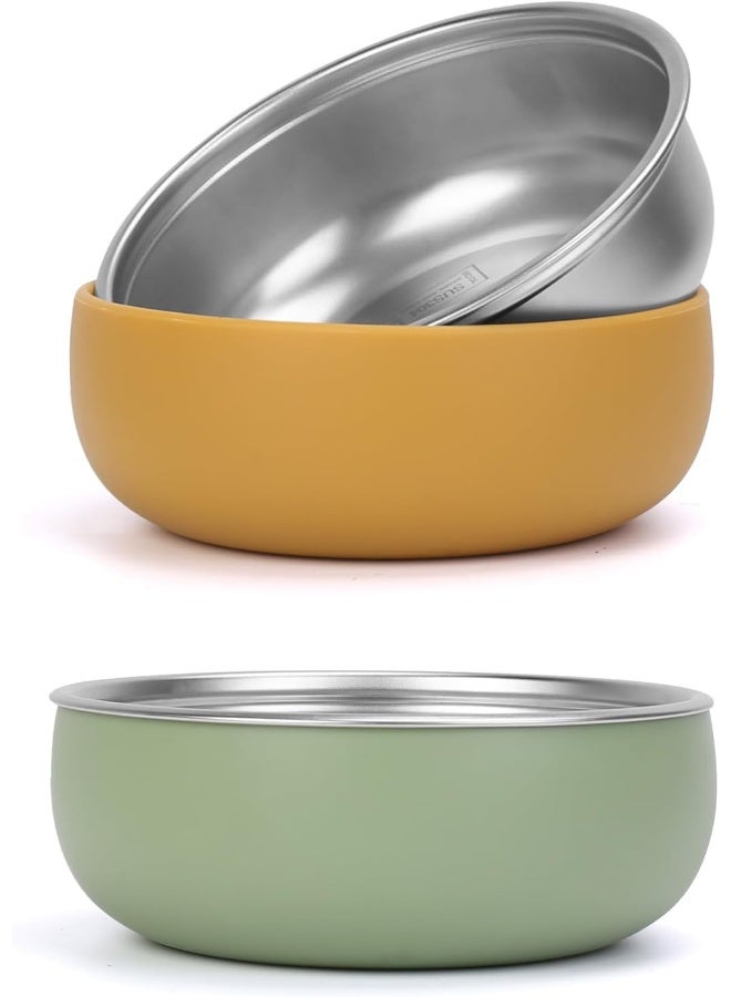 ShineMe Baby Bowls 2 Pack, Stainless Steel Bowls for Kids with Detachable Thick Colored Silicone Shell, Unbreakable Toddler Bowls for Soup, Cereal, Snack... - Image 1