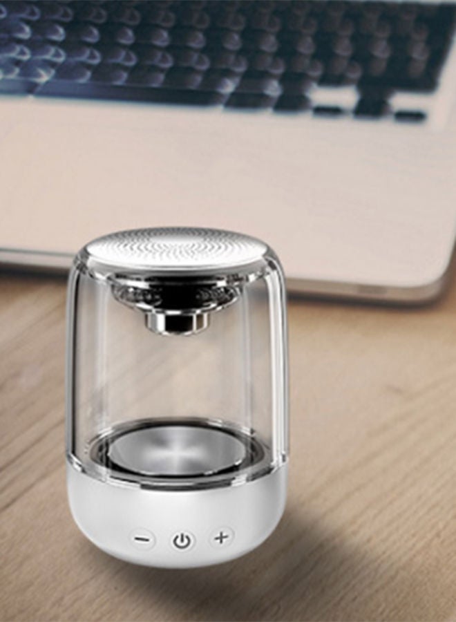 NIBEMINENT Portable Colorful Lighting Car Crystal Glass Wireless Bluetooth Speaker Silver  - Image 3
