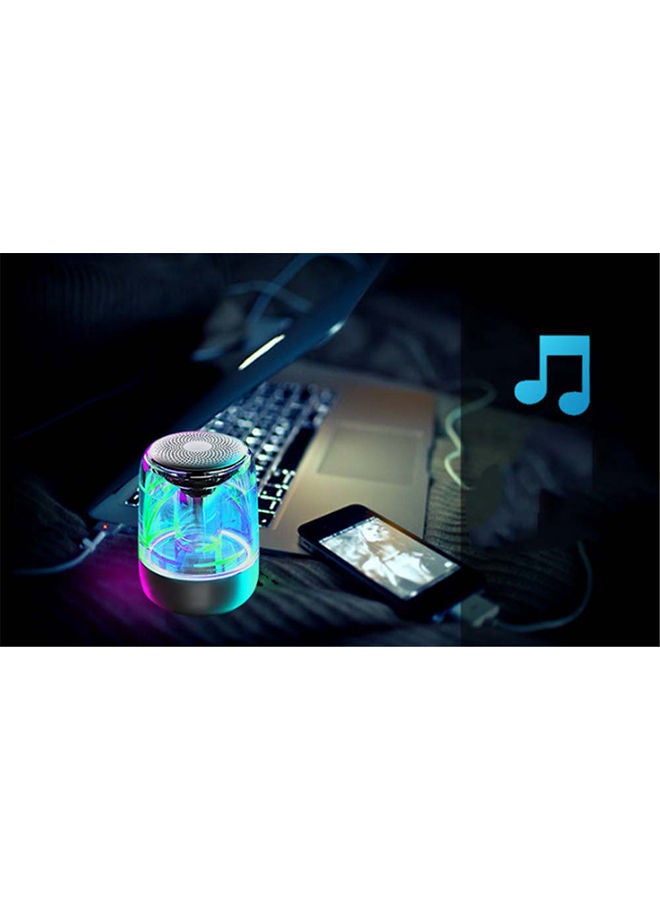 NIBEMINENT Portable Colorful Lighting Car Crystal Glass Wireless Bluetooth Speaker Silver  - Image 4