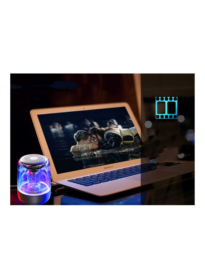 NIBEMINENT Portable Colorful Lighting Car Crystal Glass Wireless Bluetooth Speaker Silver  - Image 5