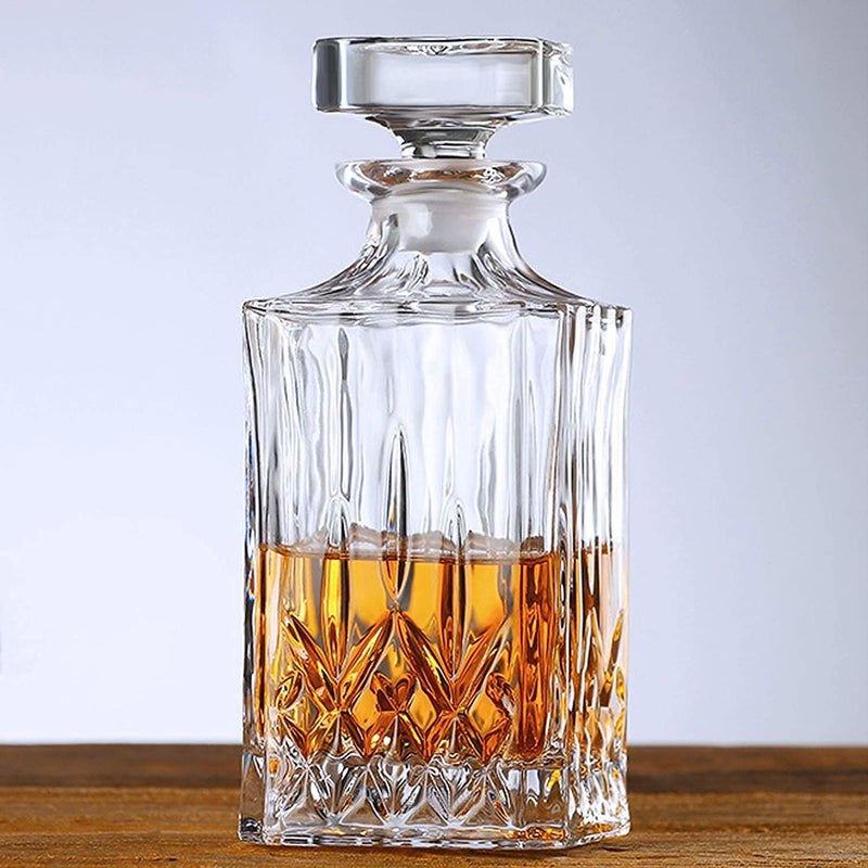 RAHAS RAHAS Whiskey Decanter 1000 ml Diamond Crystal Clear Glass Decanter for Whiskey Scotch Liquor Vodka Wine Bourbon Beer Tequila Rum Wine Decanter Whiskey Decanter Transparent Pack of 1  - Image 1
