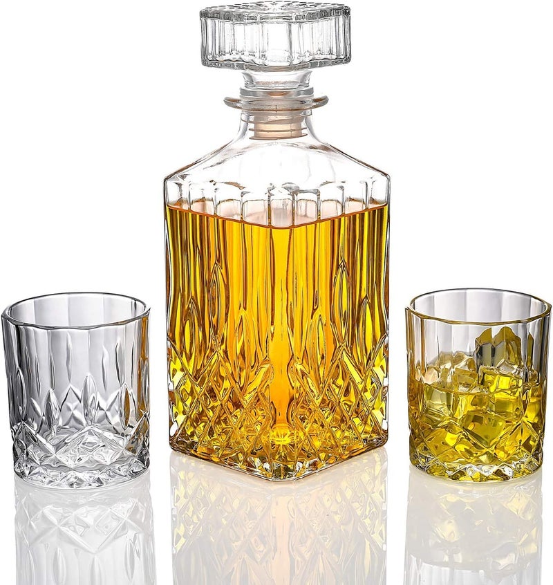 RAHAS RAHAS Whiskey Decanter 1000 ml Diamond Crystal Clear Glass Decanter for Whiskey Scotch Liquor Vodka Wine Bourbon Beer Tequila Rum Wine Decanter Whiskey Decanter Transparent Pack of 1  - Image 3
