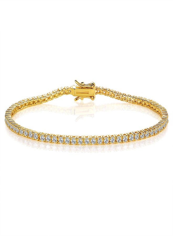 Gemsme 2.0MM Tennis Bracelet for Women and Men，18K White/Yellow Gold Plated Round 2mm Cubic Zirconia Classic Tennis Bracelet, 6.5 inch, Gemstone, Cubic Zirconia - Image 4