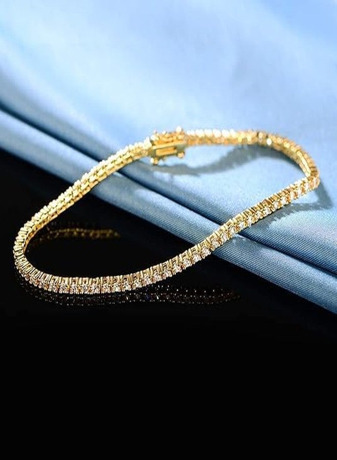 Gemsme 2.0MM Tennis Bracelet for Women and Men，18K White/Yellow Gold Plated Round 2mm Cubic Zirconia Classic Tennis Bracelet, 6.5 inch, Gemstone, Cubic Zirconia - Image 5