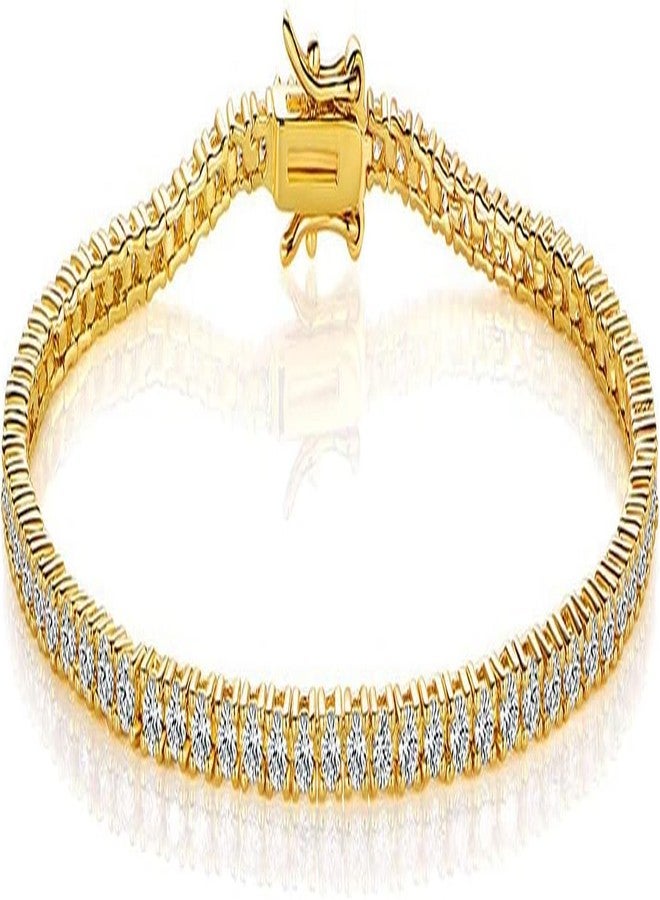 Gemsme 2.0MM Tennis Bracelet for Women and Men，18K White/Yellow Gold Plated Round 2mm Cubic Zirconia Classic Tennis Bracelet, 6.5 inch, Gemstone, Cubic Zirconia - Image 1
