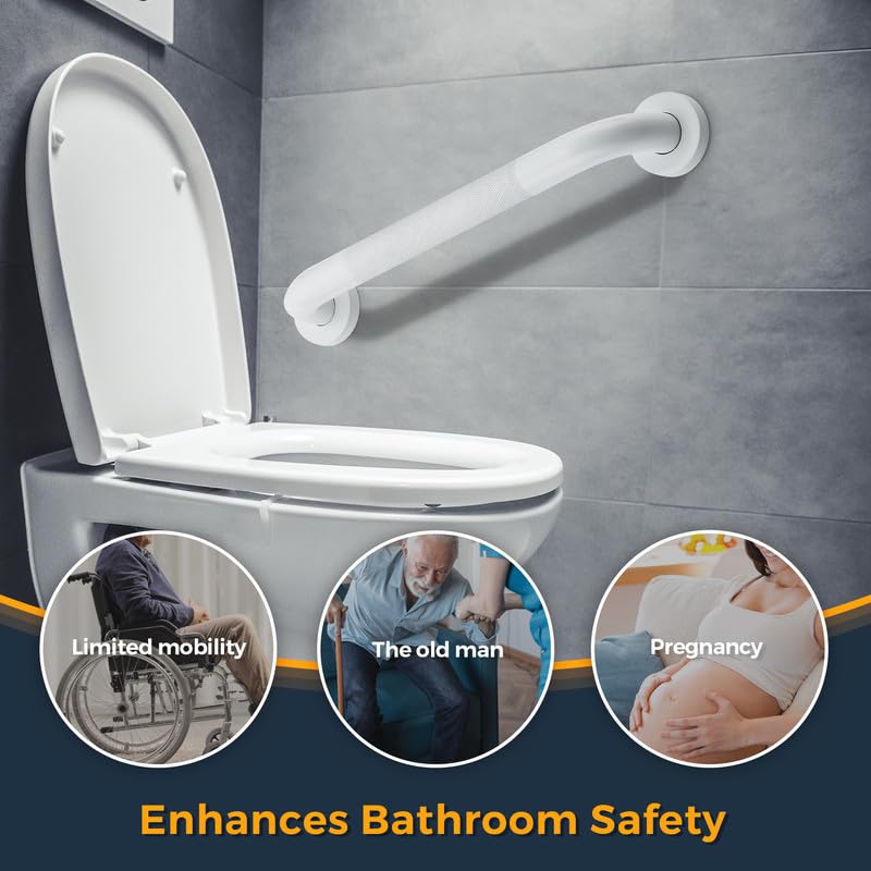 Ravinte Hardware Grab Bars for Shower 2 Pack 20Inch Anti Slip Shower Handles for Elderly Safety Shower Grab Bar Stainless Steel Handicap Grab Bars for Bathroom White 1 Diameter - Image 3