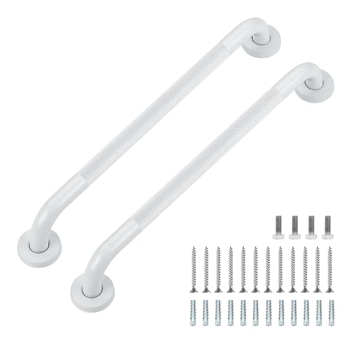 Ravinte Hardware Grab Bars for Shower 2 Pack 20Inch Anti Slip Shower Handles for Elderly Safety Shower Grab Bar Stainless Steel Handicap Grab Bars for Bathroom White 1 Diameter - Image 1