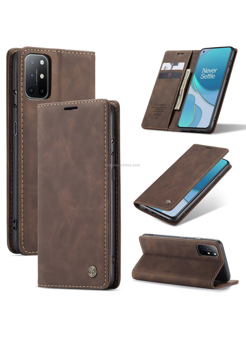 CaseMe CaseMe Oneplus 8T Case Wallet, for Oneplus 8T Wallet Case Book Folding Flip Folio Case with Magnetic Kickstand Card Slots Protective Cover - Coffee  - Image 1