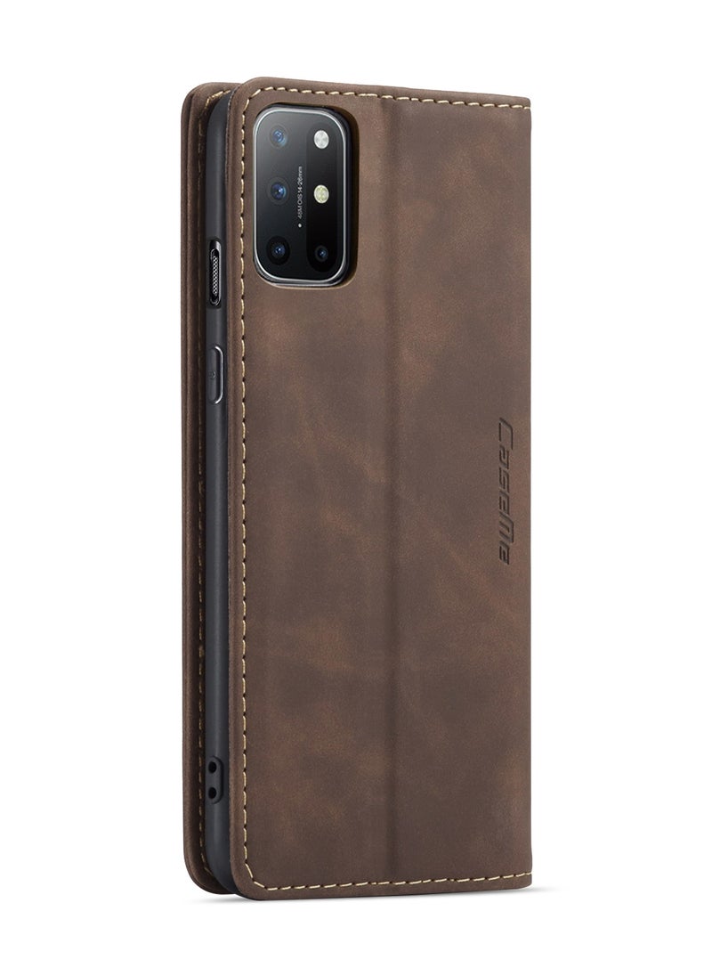 CaseMe CaseMe Oneplus 8T Case Wallet, for Oneplus 8T Wallet Case Book Folding Flip Folio Case with Magnetic Kickstand Card Slots Protective Cover - Coffee  - Image 3