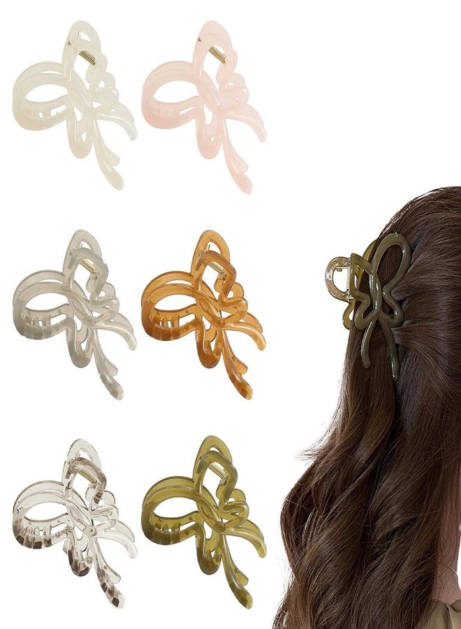Kasmena Butterfly Hair Clips for Women Girls,Hair Bows Claw Clips Jelly Butterfly Clips Nonslip Bow Clips Coquette Hair Styling Accessories,6PCS - Image 1