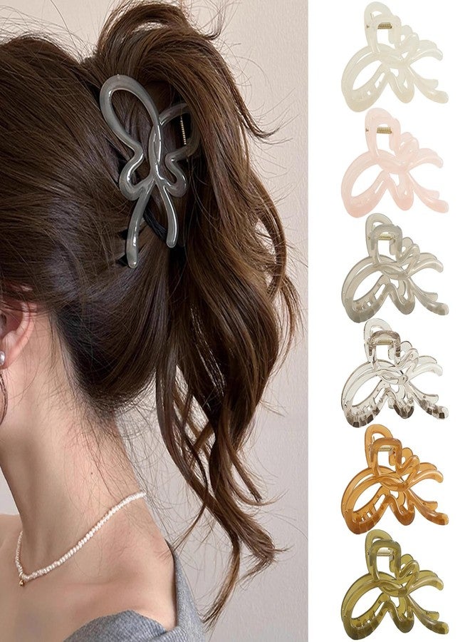 Kasmena Butterfly Hair Clips for Women Girls,Hair Bows Claw Clips Jelly Butterfly Clips Nonslip Bow Clips Coquette Hair Styling Accessories,6PCS - Image 3