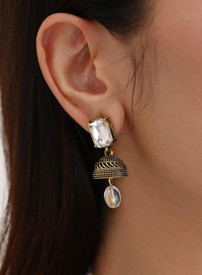 Take Two Gold Tone Bell Shape Jhumka Earrings - Image 3