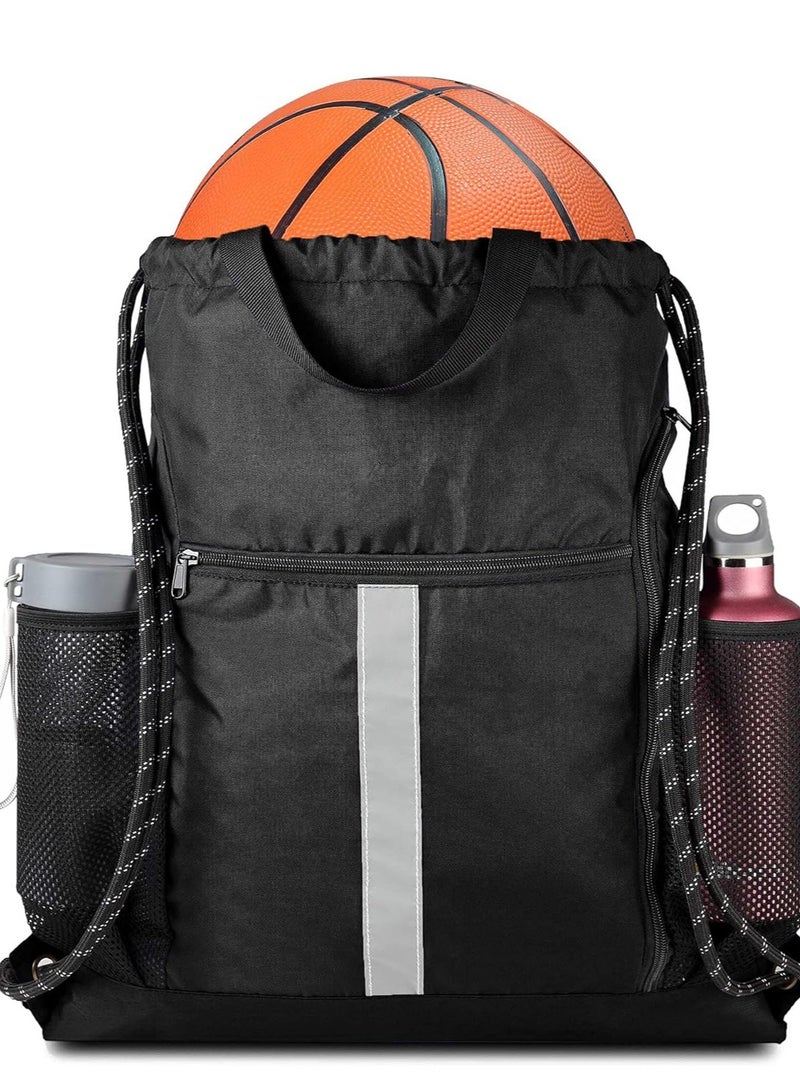 KASTWAVE Drawstring Backpack Sports Gym Sackpack with Mesh Pockets Water Resistant String Bag for Women Men, Sport Draw String Back Bag - Image 1