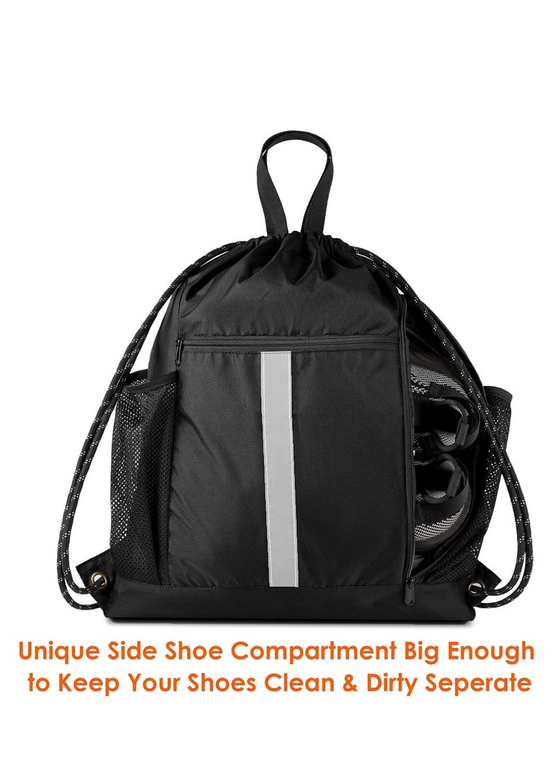 KASTWAVE Drawstring Backpack Sports Gym Sackpack with Mesh Pockets Water Resistant String Bag for Women Men, Sport Draw String Back Bag - Image 3