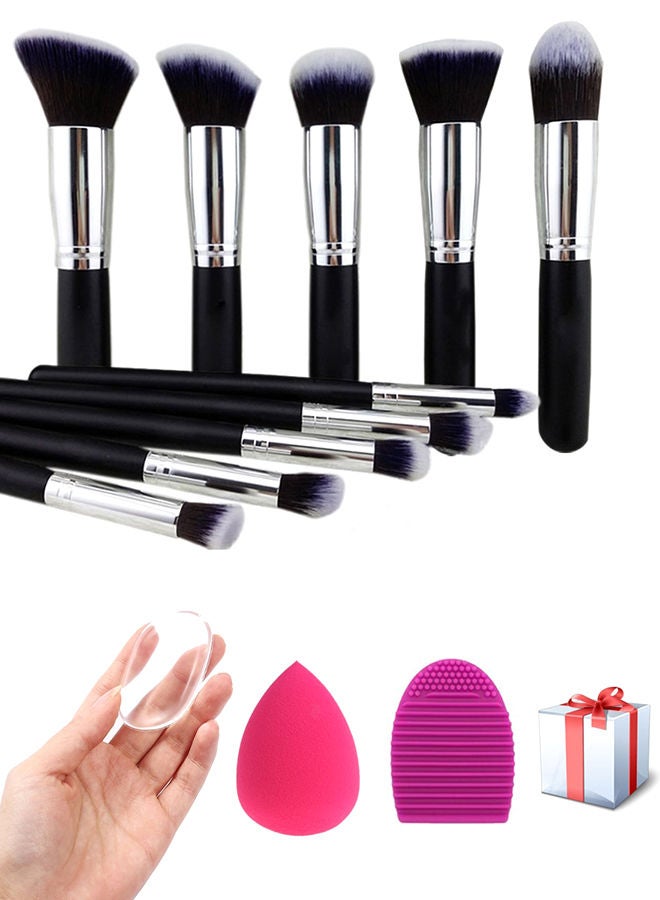 NIBEMINENT 10-Piece Professional Makeup Brush Set With Sponge And Gift Multicolour - Image 2