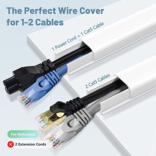 ZhiYo Wire Covers for 2 Cords, 68in (4X L17in) Wire Hider on Wall Mounted, White Cord Cover Kit, Cable Cover Cable Concealer for Extension Cord, Ethernet Cable, Speaker Wire, 0.7in(W) x 0.4in(H) - Image 2