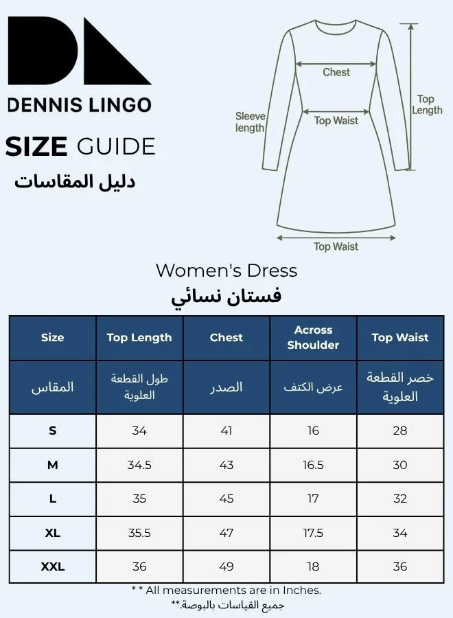 دينيس لينغو Pink Dress for Women - 100% Cotton, Regular Fit