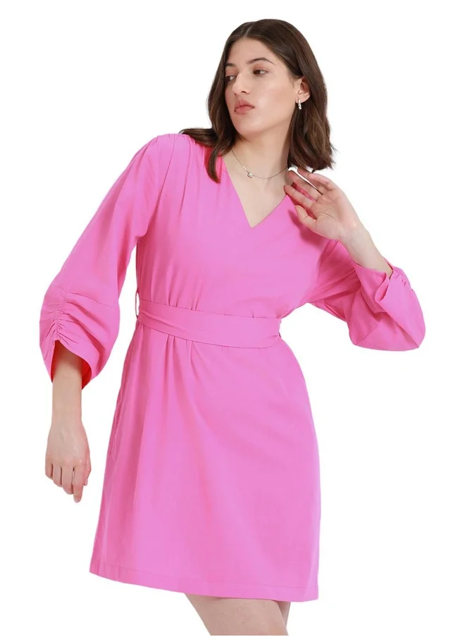 دينيس لينغو Pink Dress for Women - 100% Cotton, Regular Fit