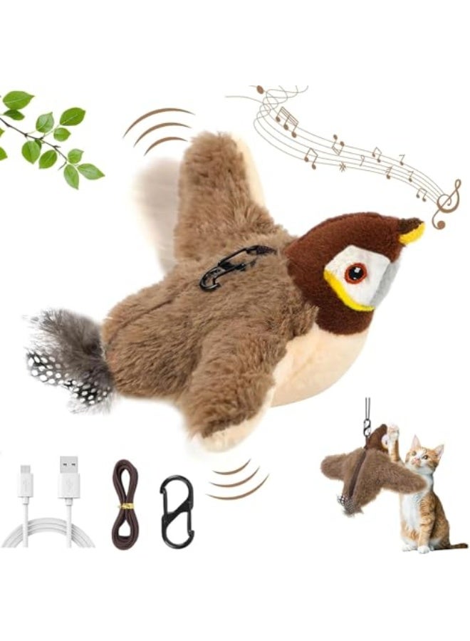 Jumairay Flapping Wings Sparrow Interactive Simulated Chirping Flying Bird Cat Toys Flapping Wings for Indoor (Sparrow) - Image 1