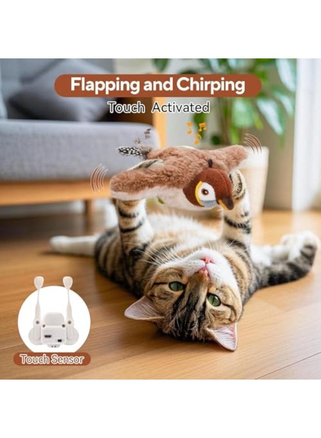 Jumairay Flapping Wings Sparrow Interactive Simulated Chirping Flying Bird Cat Toys Flapping Wings for Indoor (Sparrow) - Image 4
