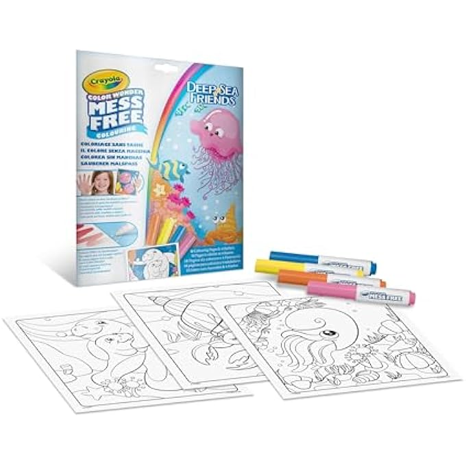 CRAYOLA - COLOR WONDER COLOURING SET WITH 18 COLOURING PAGES AND 4 FELT TIP PENS WITHOUT STAINS, THEME SEA FRIENDS, CREATIVE ACTIVITY FOR CHILDREN, AGE 3, 4, 5 YEARS, CODE. 75-2667 - Image 1