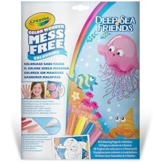 CRAYOLA - COLOR WONDER COLOURING SET WITH 18 COLOURING PAGES AND 4 FELT TIP PENS WITHOUT STAINS, THEME SEA FRIENDS, CREATIVE ACTIVITY FOR CHILDREN, AGE 3, 4, 5 YEARS, CODE. 75-2667 - Image 2